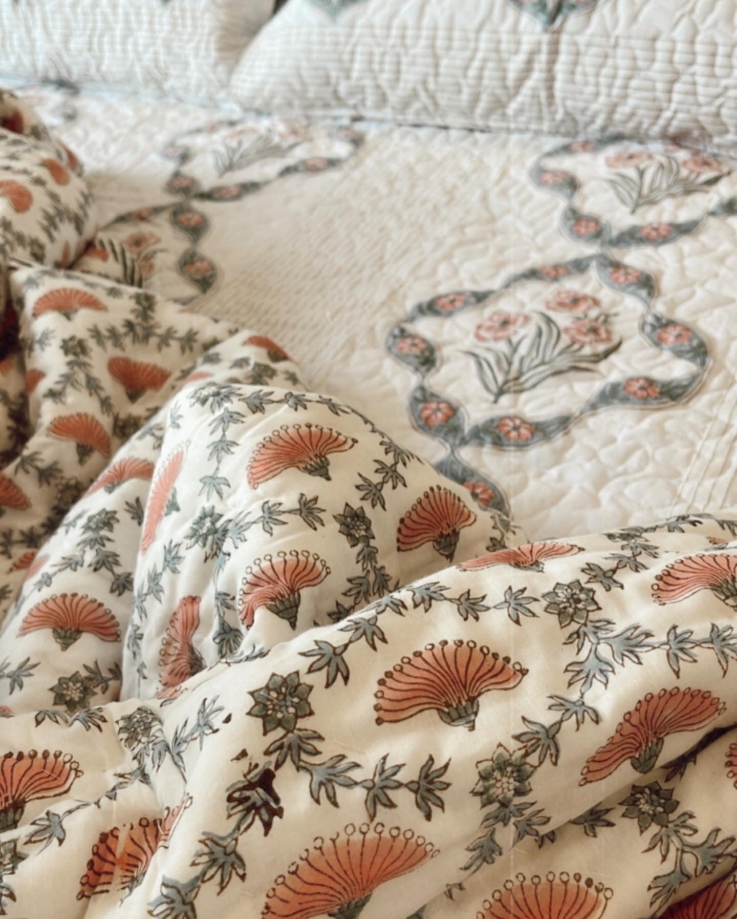 Noor Hand Block Printed Cotton Bedding Aakaar Home