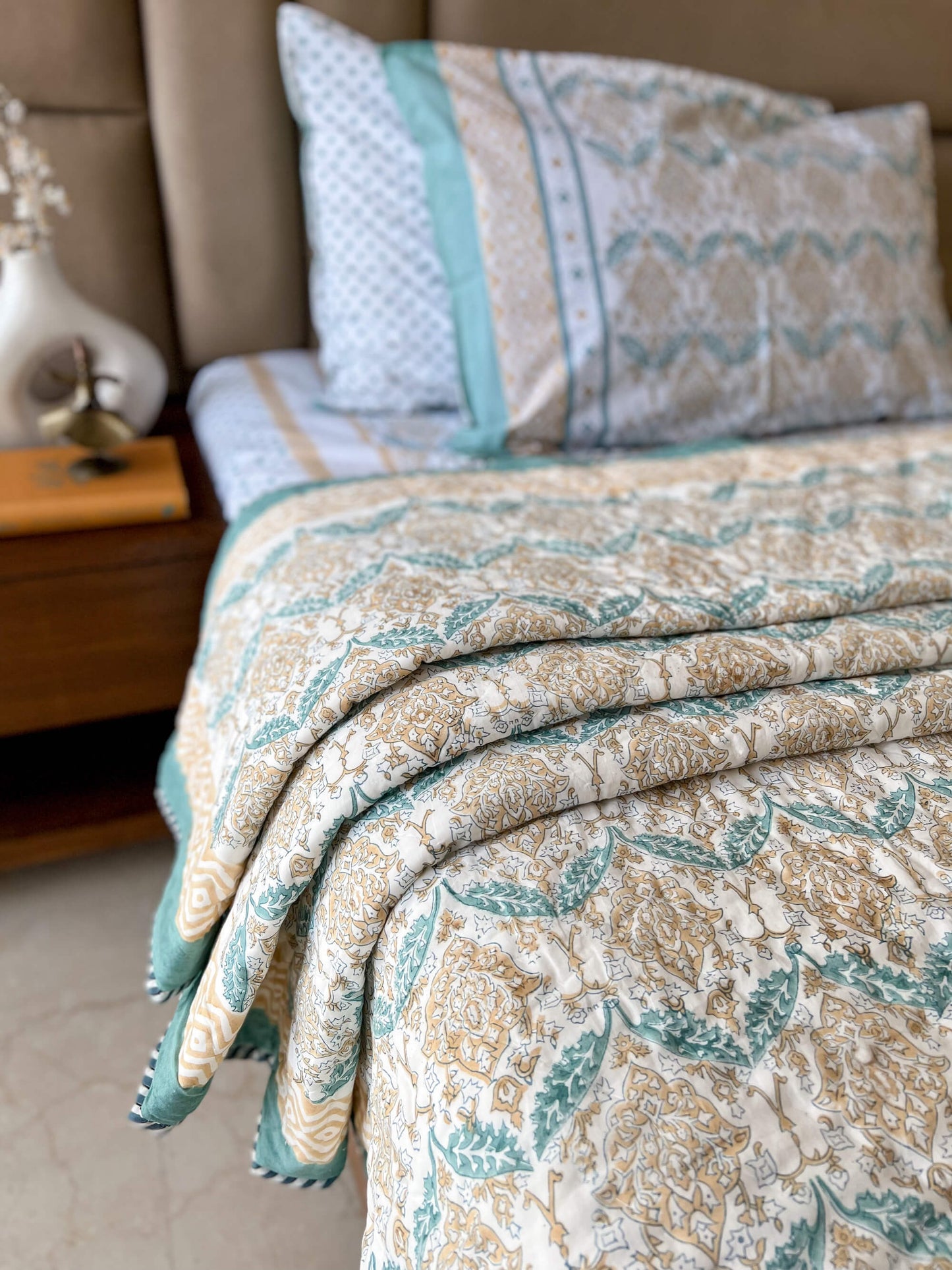 Riva Hand Block Printed Mulmul Quilt