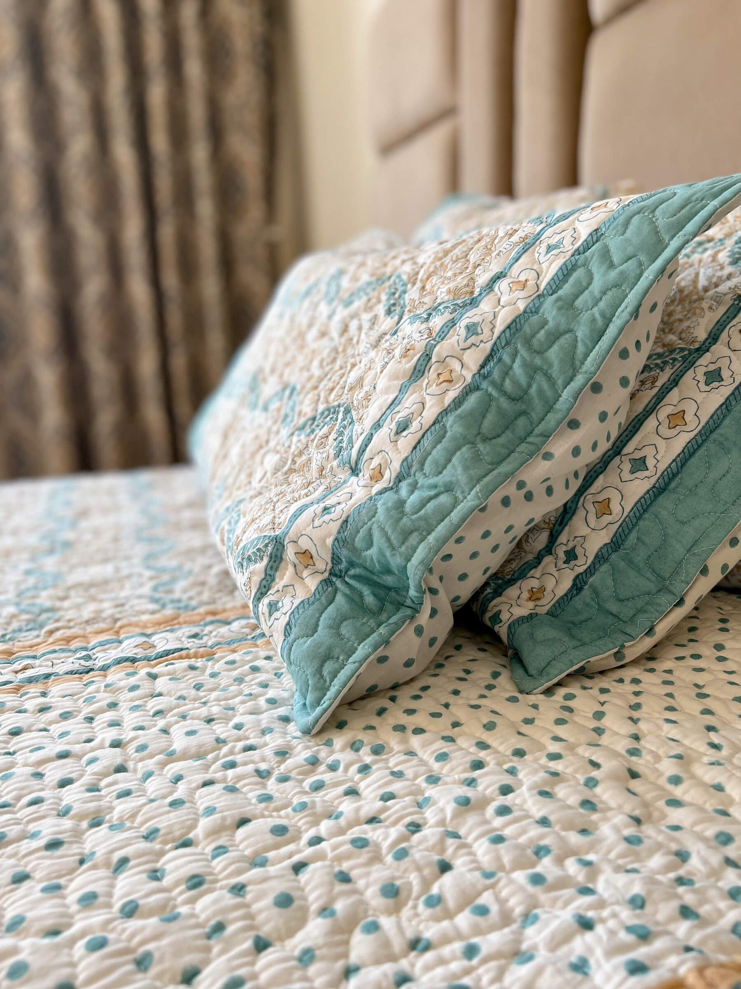 Riva Hand Block Printed Quilted Bed Cover