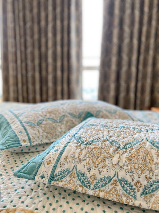 Riva Hand Block Printed Quilted Bed Cover