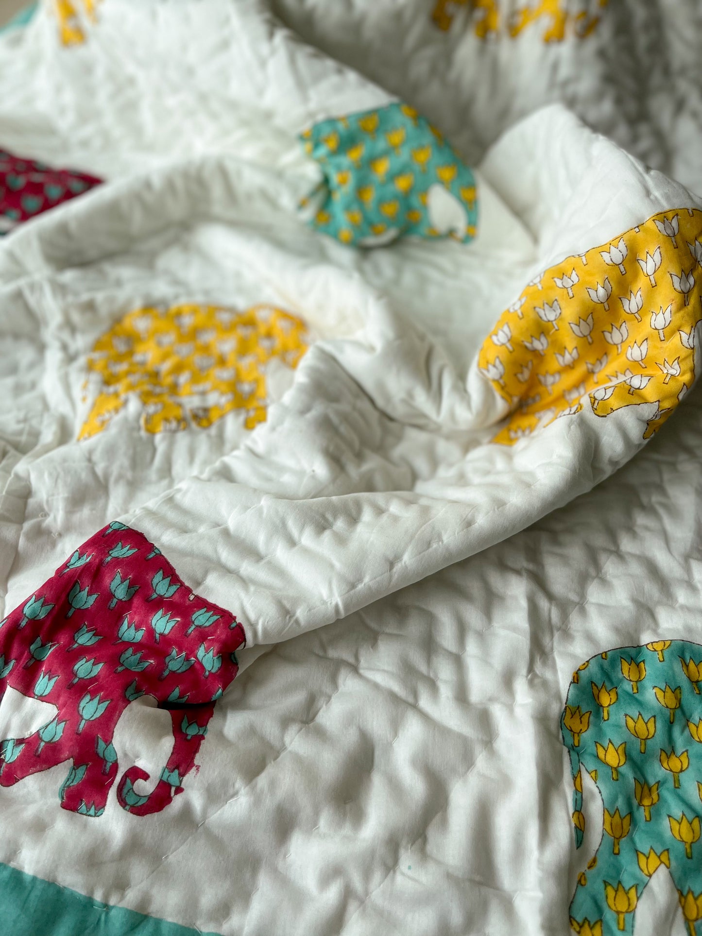 Jumbo Elephants - Mulmul Baby Quilt