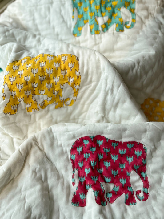 Jumbo Elephants - Mulmul Baby Quilt