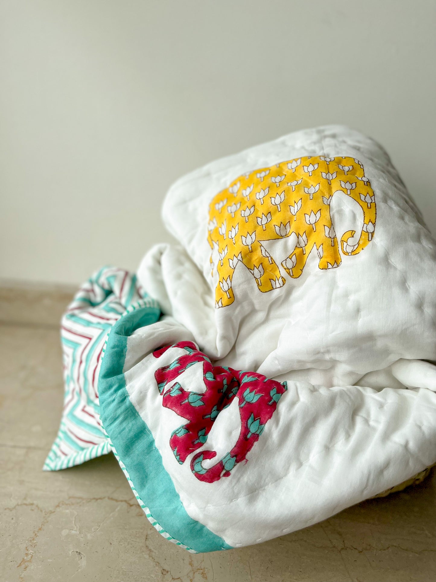 Jumbo Elephants - Mulmul Baby Quilt