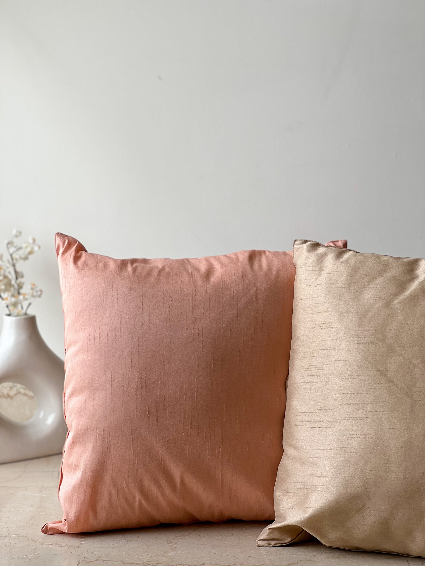 Salmon Solid Cushion Cover | Cotton Silk