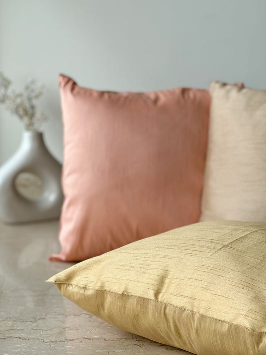 Gold Solid Cushion Cover | Cotton Silk