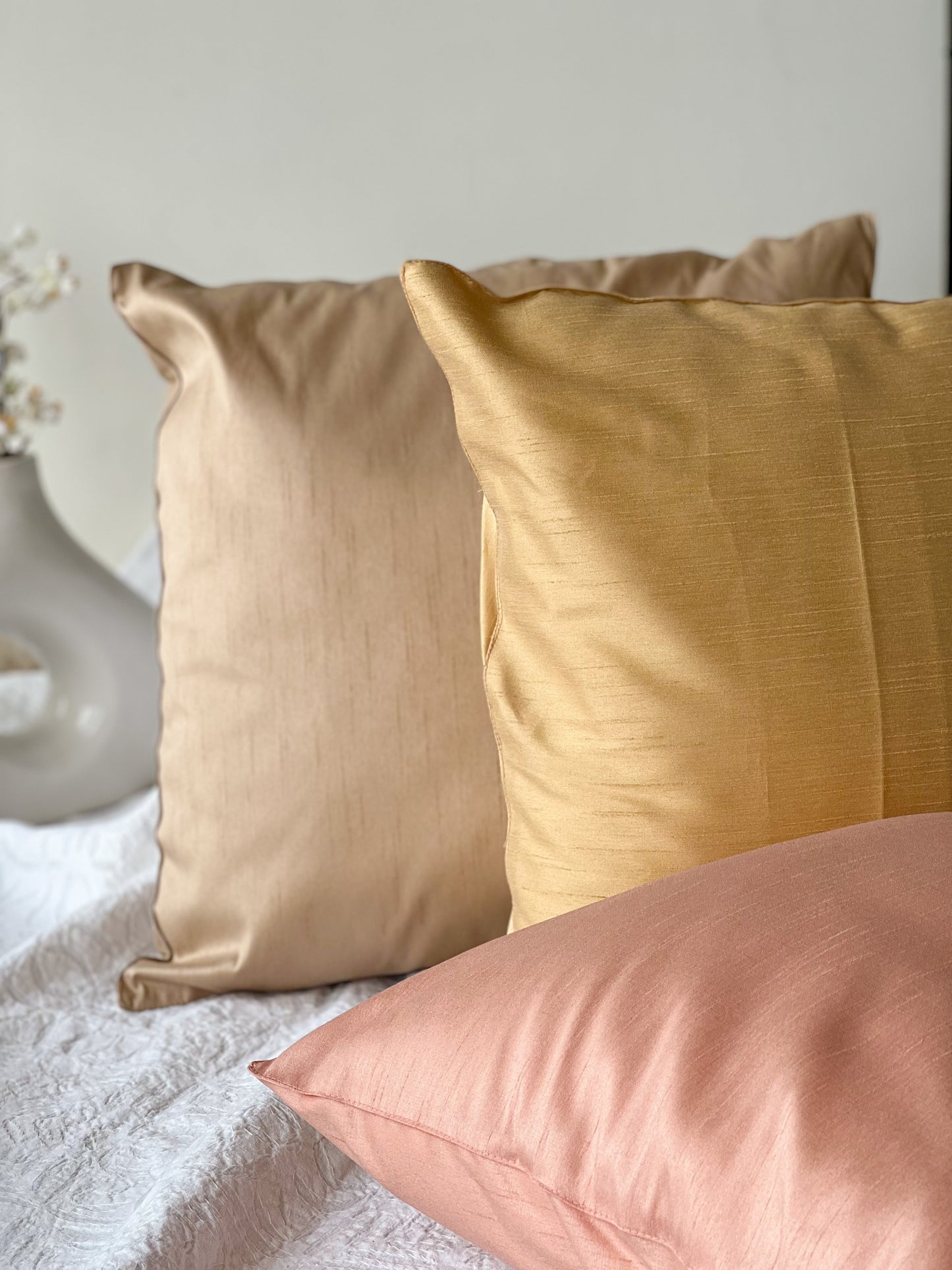 Salmon Solid Cushion Cover | Cotton Silk