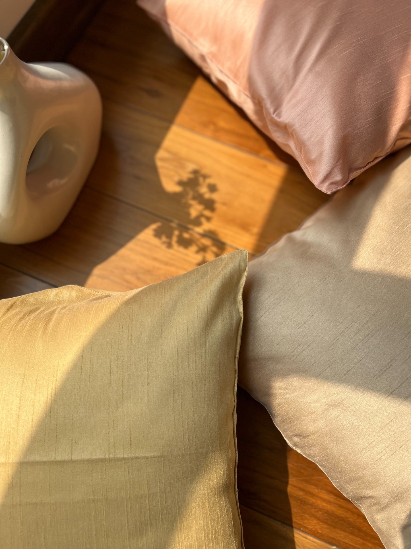 Gold Solid Cushion Cover | Cotton Silk